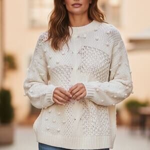 Handcrafted Connemara Ireland Cotton Cable Mixed Knit One of Susan's Sweater